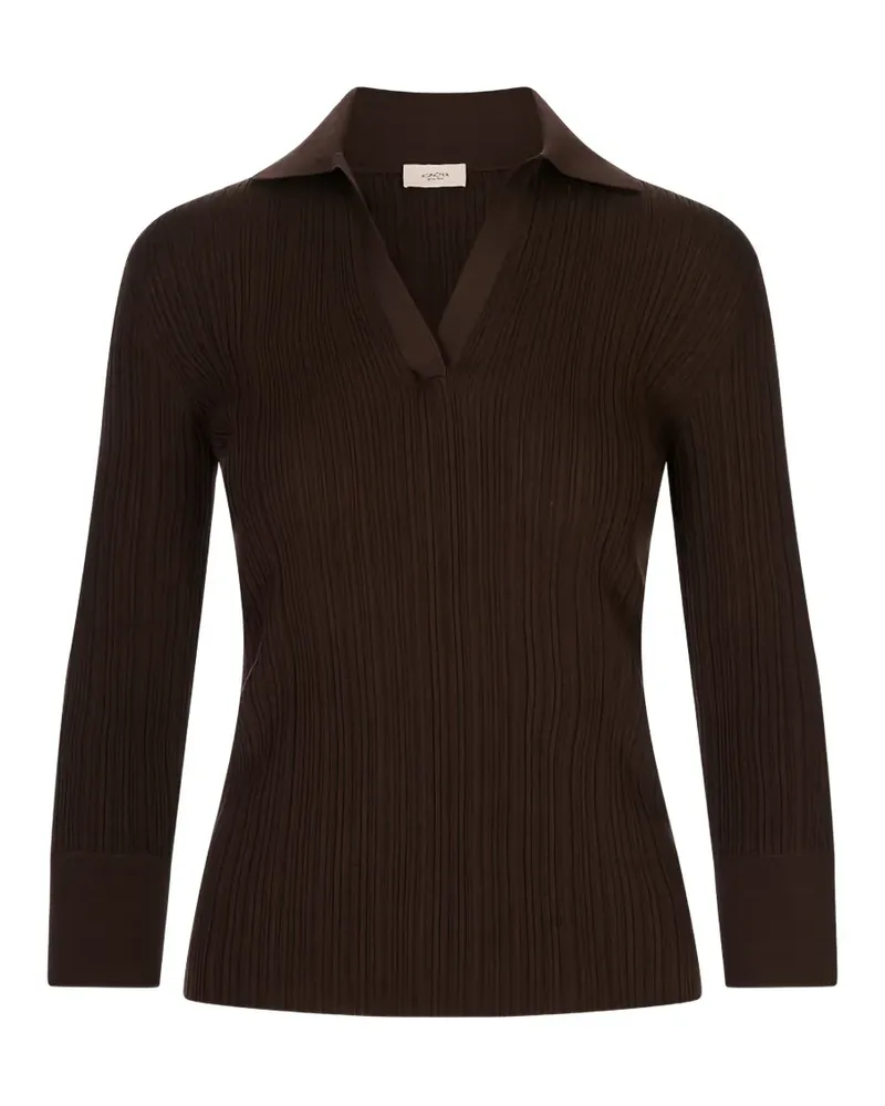 AGNONA ribbed-knit buttoned-cuff top - Braun Braun