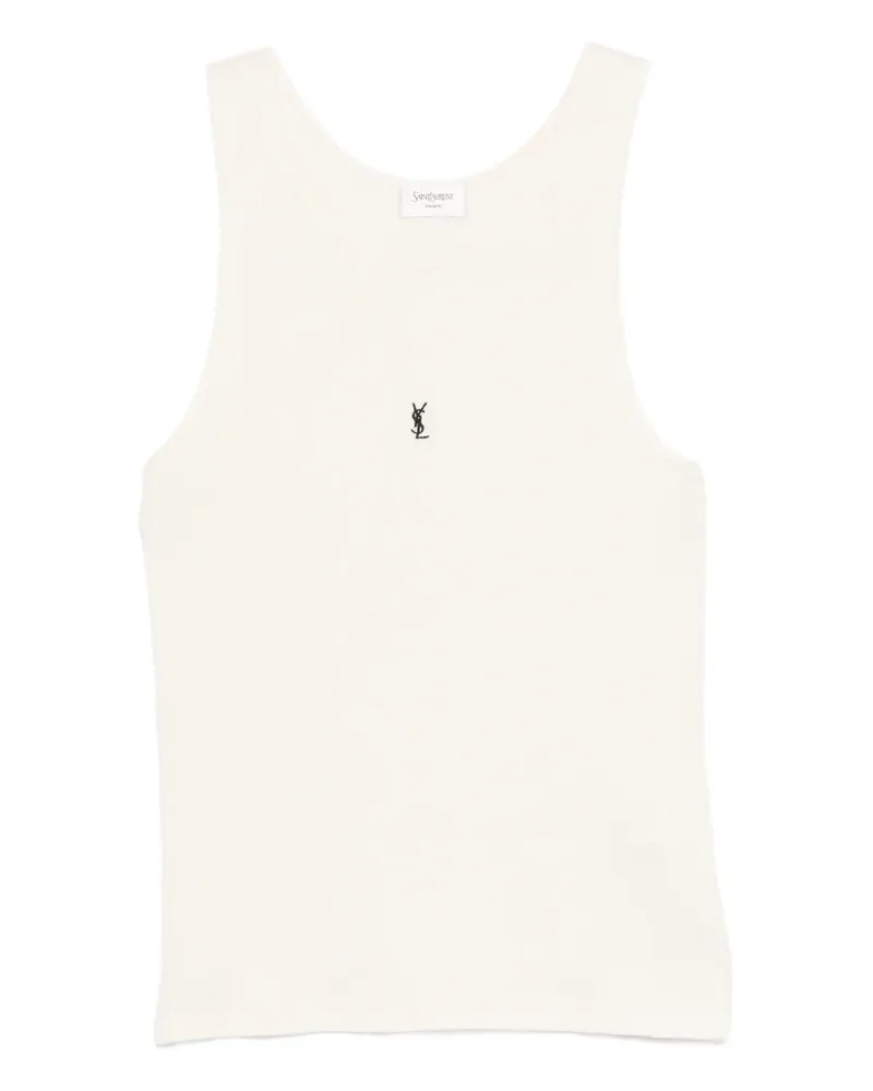 Saint Laurent logo-embroidered tank top - Nude Nude