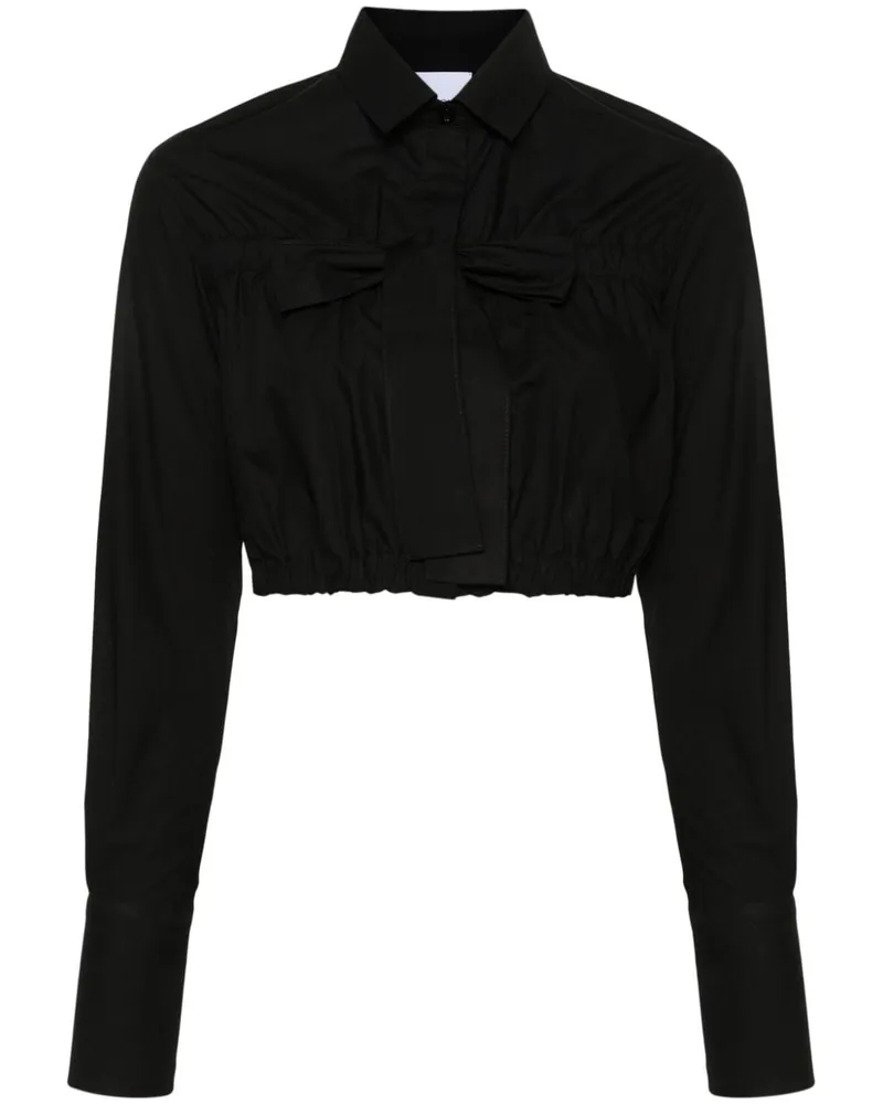 Patou Cropped-Bluse mit Schleife Schwarz