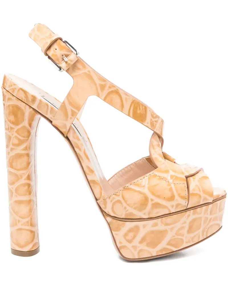 Casadei Flora Jurassic Plateau-Sandalen mit Kroko-Effekt 140mm - Nude Nude