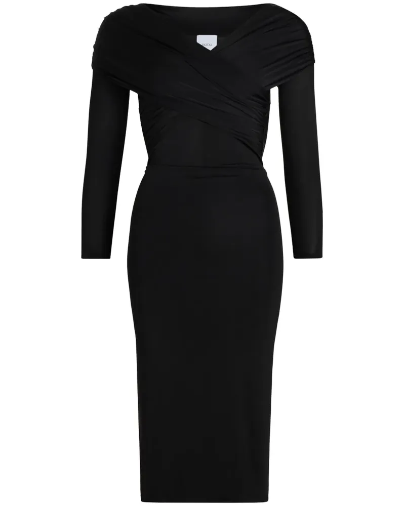 Patou Kleid mit überkreuztem Kragen - Schwarz Schwarz