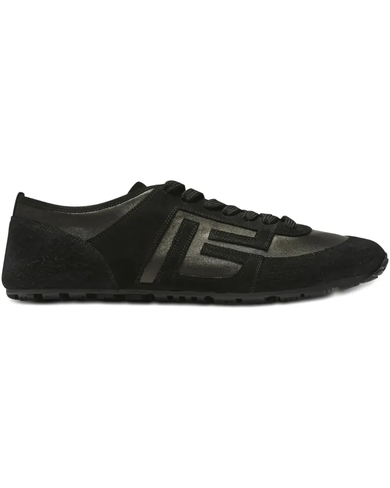 Balmain Racer Trainers In Lambskin And Suede - Schwarz Schwarz