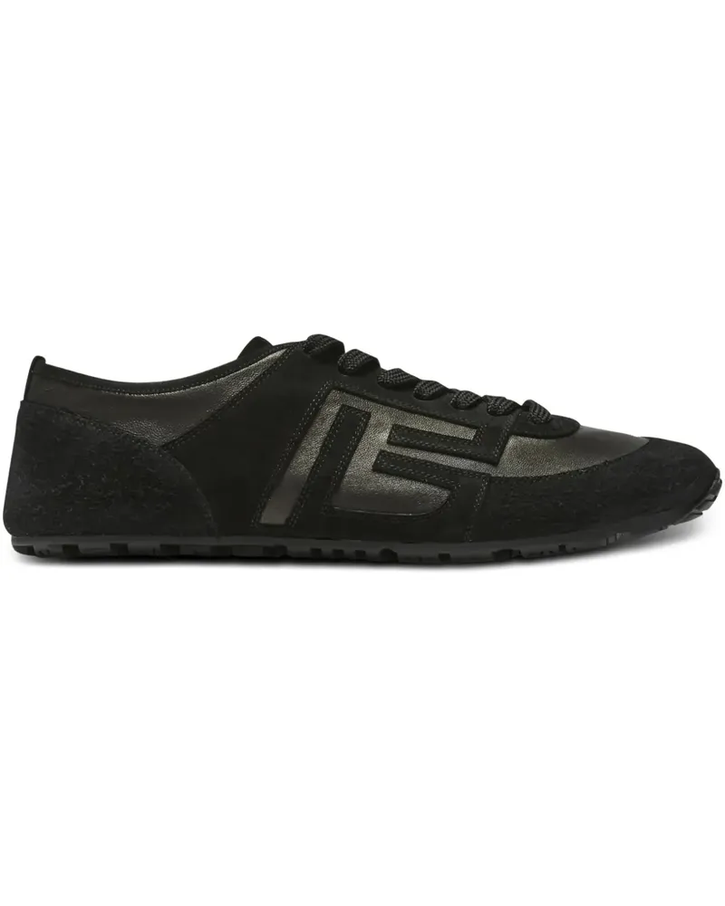 Balmain Racer Trainers In Lambskin And Suede - Schwarz Schwarz