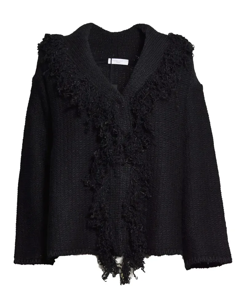 Charlott Tropical Cardigan mit Schalkragen - Schwarz Schwarz