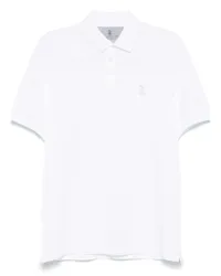 Brunello Cucinelli Poloshirt mit Logo-Print Weiß