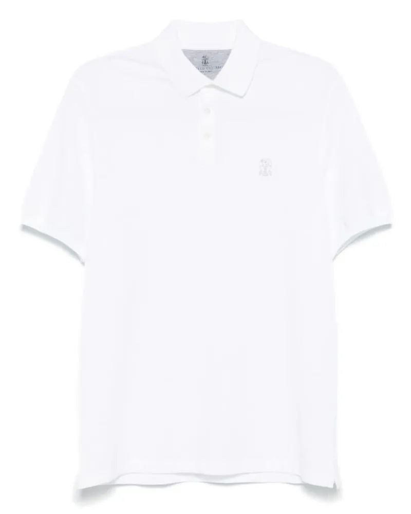 Brunello Cucinelli Poloshirt mit Logo-Print Weiß