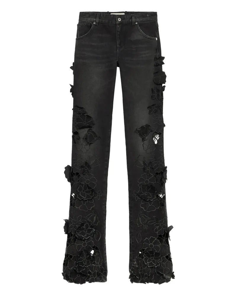 Blumarine Jeans mit Blumenverzierung - Schwarz Schwarz