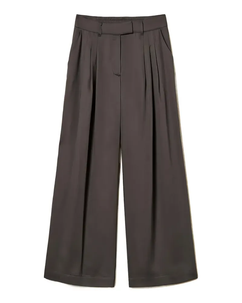 Twin-Set Satinhose mit weitem Bein - Grau Grau