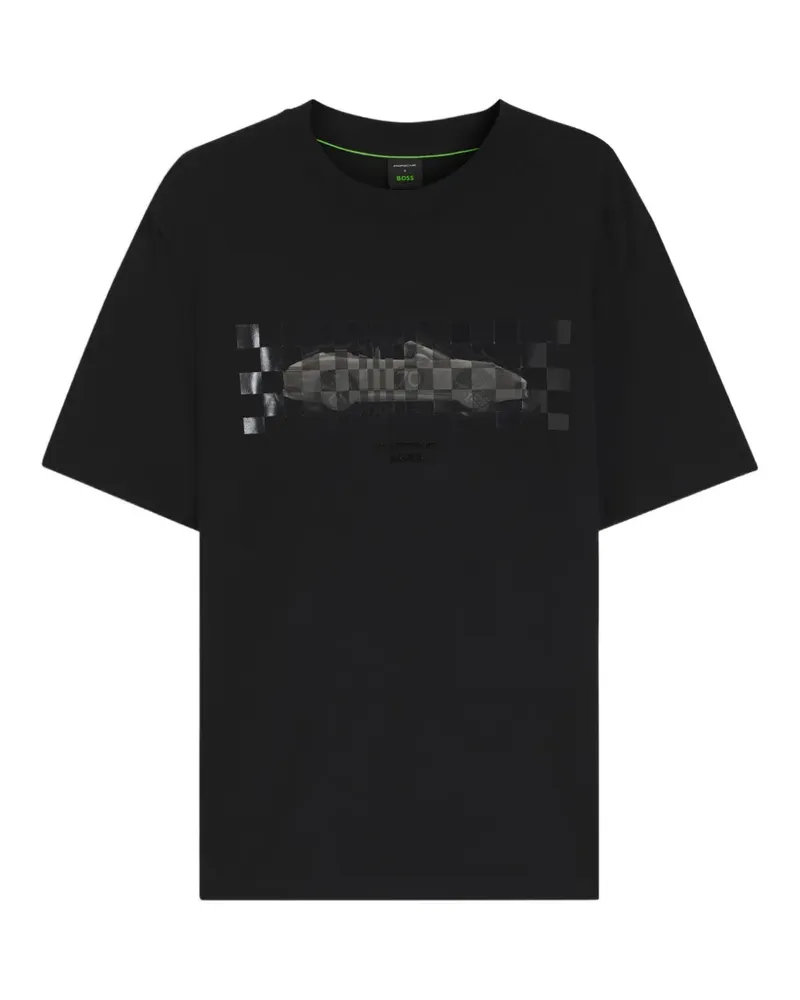 HUGO BOSS x Porsche T-Shirt mit glänzendem Artwork - Schwarz Schwarz