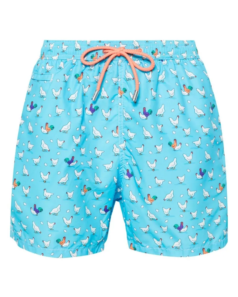 MC2 Saint Barth Badeshorts mit Hühner-Print Blau