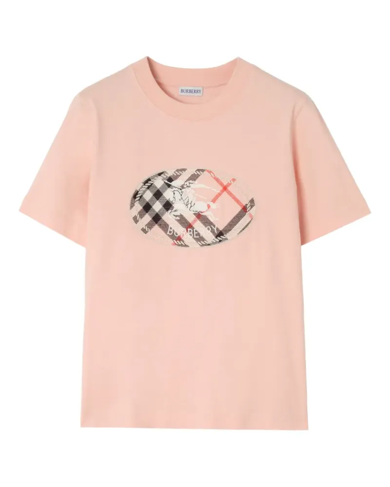Burberry Check Knight-stamp cotton T-shirt - Rosa Rosa