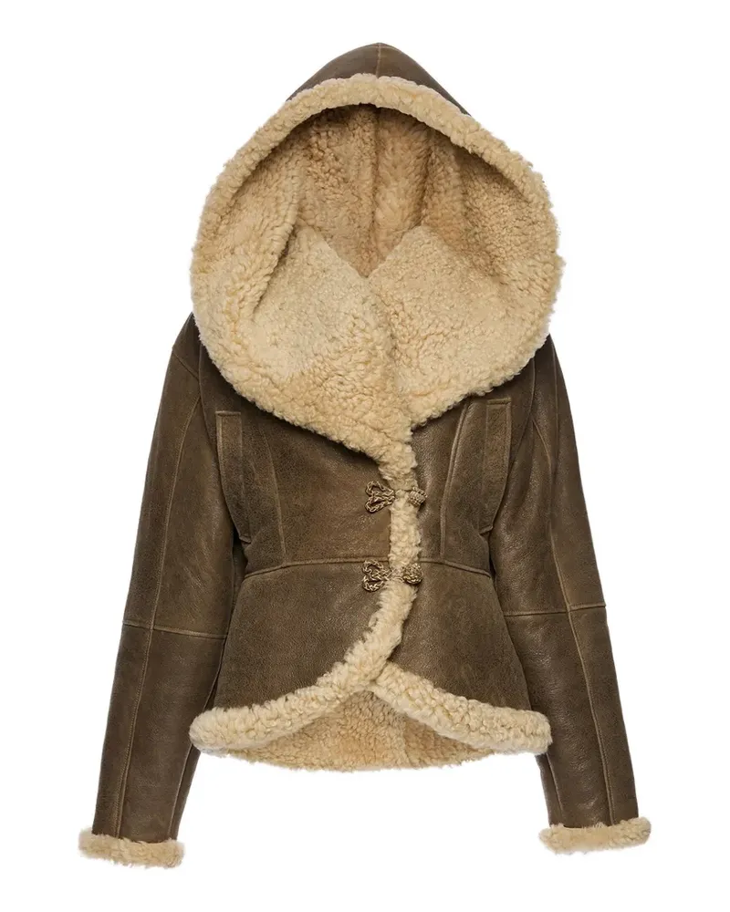 Magda Butrym hooded shearling jacket - Braun Braun