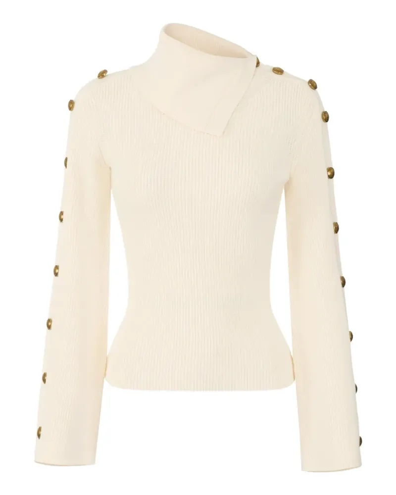 Elisabetta Franchi knit pullover with jewel buttons - Nude Nude
