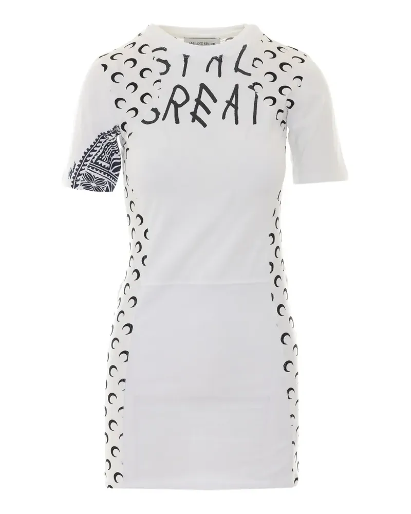 Marine Serre Crescent Moon-print mini dress - Weiß Weiß
