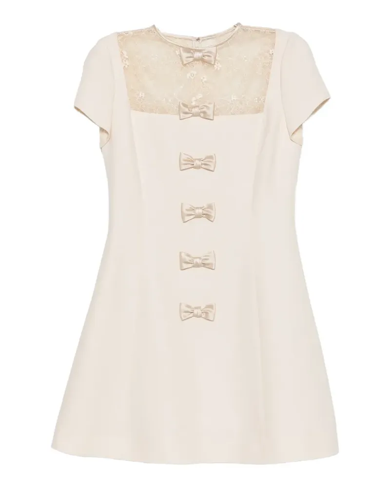 Valentino Garavani lace-panelled bow-detail mini dress - Nude Nude