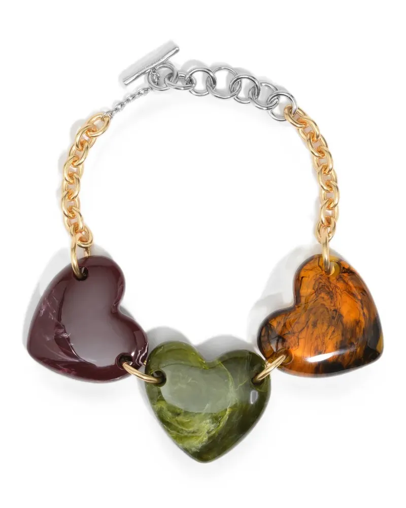 BIMBA Y LOLA amber-effect resin hearts necklace - Gold Gold