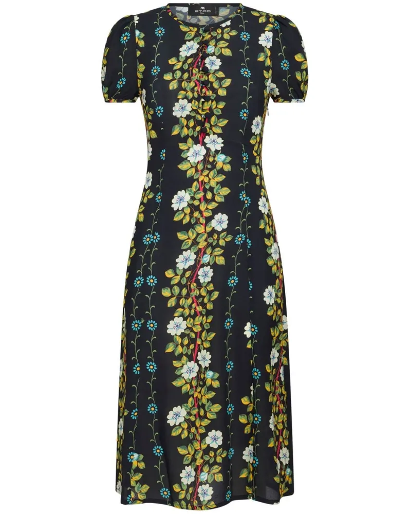 Etro Kleid in A-Linie mit Blumen-Print - Schwarz Schwarz