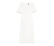 Abendkleid aus Pointelle-Strick mit Wellensaum - Weiß
