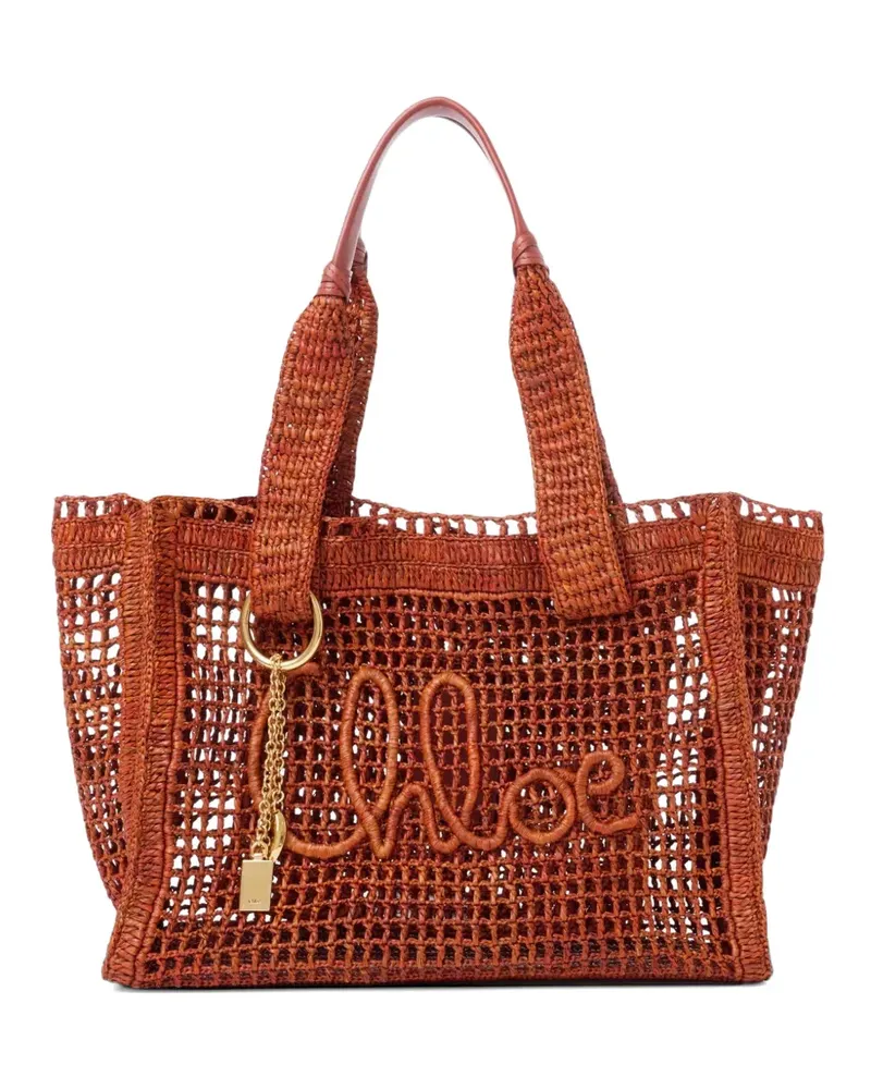 Chloé Summer Banana raffia east-west tote bag - Braun Braun