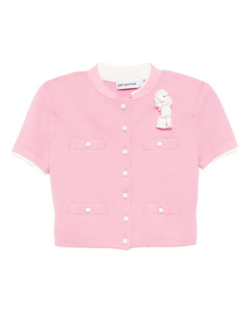 Self-Portrait Bluse mit Blumenstickerei - Rosa Rosa