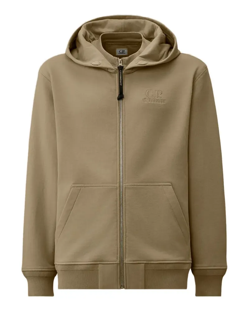 C.P. Company Diagonal Raised Fleece Lens Hoodie - Nude Nude