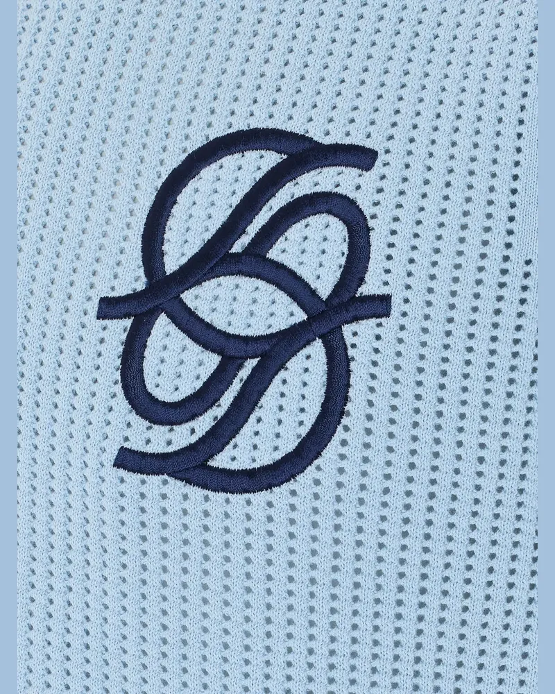 Drôle de Monsieur logo-embroidered short-sleeve polo shirt - Blau Blau