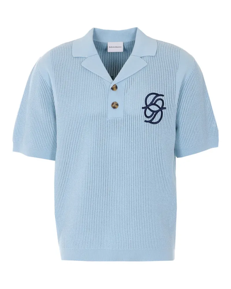 Drôle de Monsieur logo-embroidered short-sleeve polo shirt - Blau Blau
