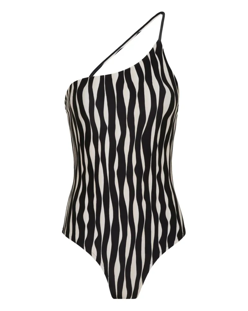 Lenny Niemeyer One-Shoulder-Badeanzug mit Wellen-Print - Schwarz Schwarz
