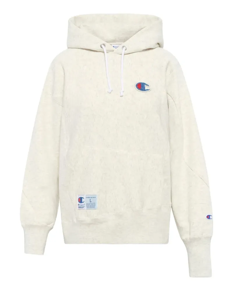Undercover logo-patch drawstring hoodie - Nude Nude