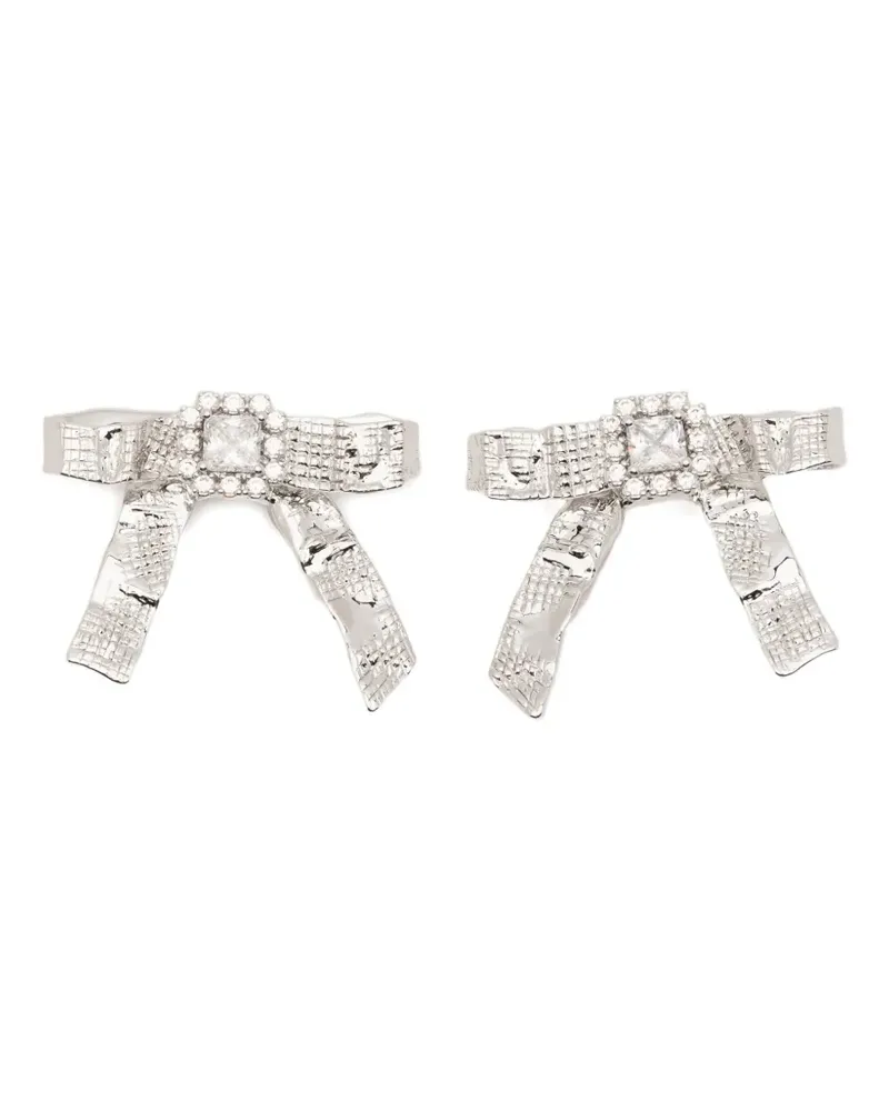 SHUSHU/TONG x YVMIN Foil Ribbon embellished earrings - Silber Silber