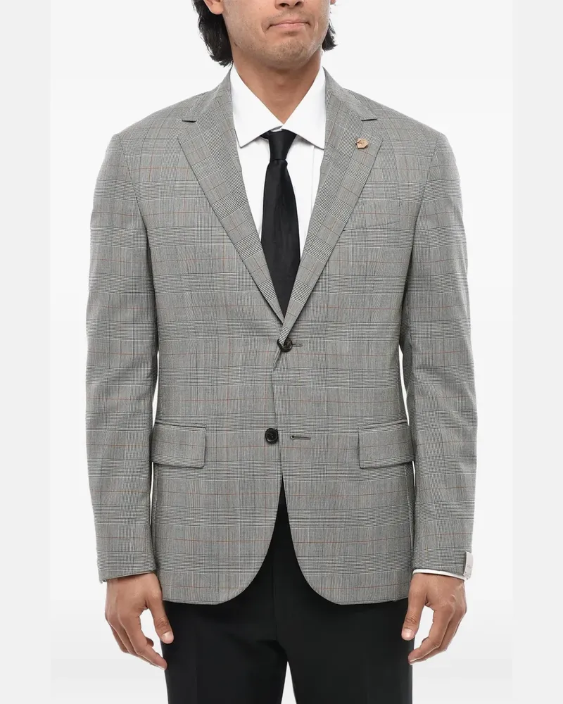 Corneliani district-check wool blazer - Grau Grau