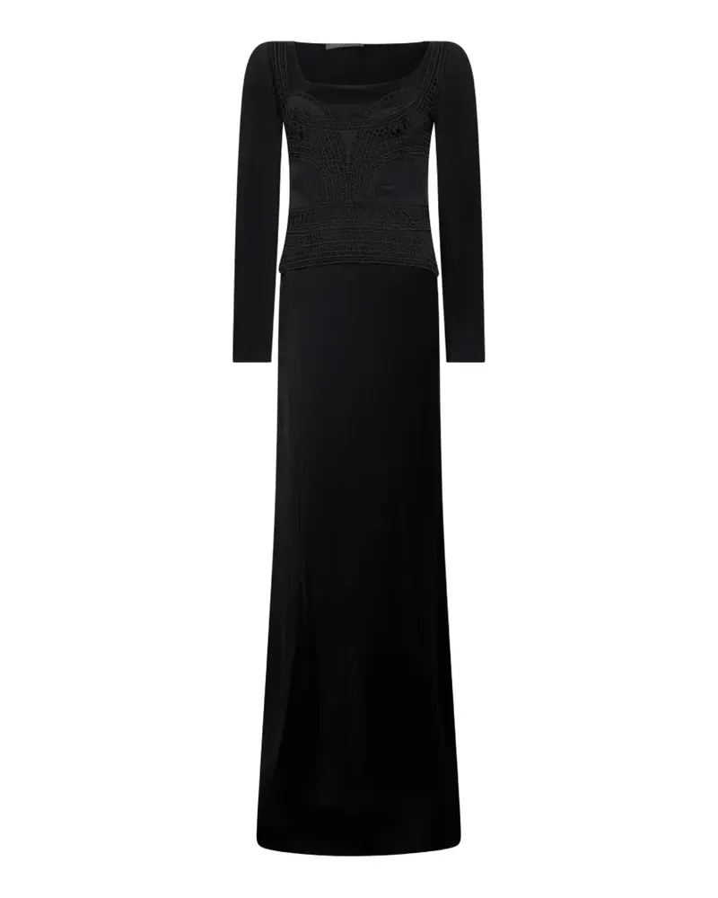 Alberta Ferretti Kleid mit Spitzeneinsätzen - Schwarz Schwarz