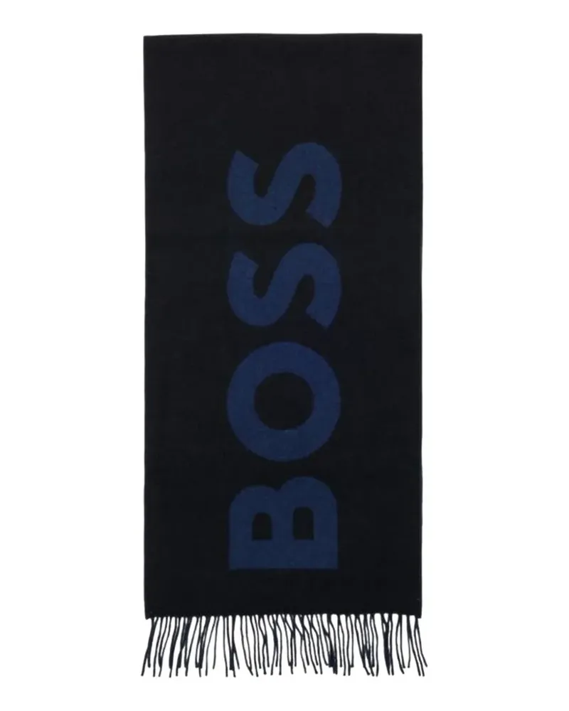 HUGO BOSS Intarsien-Schal mit Fransen - Schwarz Schwarz