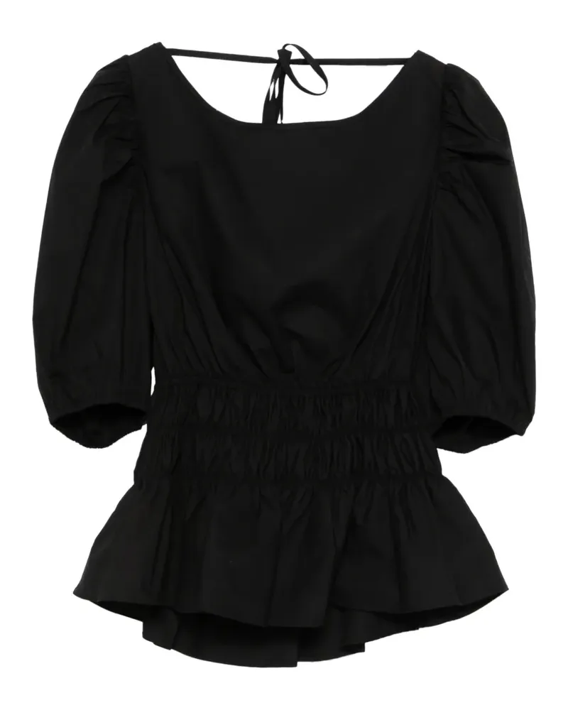 Pinko Joandra smocked puff-sleeve top - Schwarz Schwarz