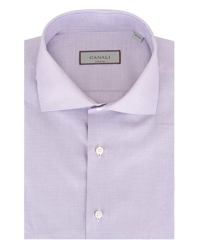 Canali Hemd mit Gittermuster - Violett Violett