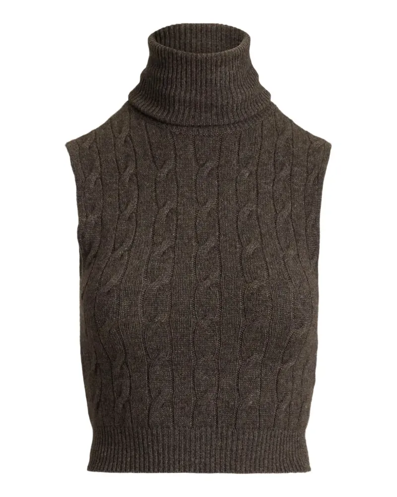Ralph Lauren Pullover mit Zopfmuster und Kettenbesatz - Braun Braun