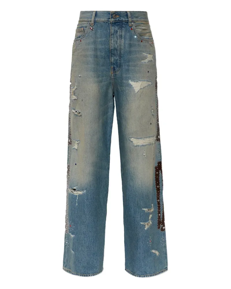 Amiri distressed embellished jeans - Blau Blau
