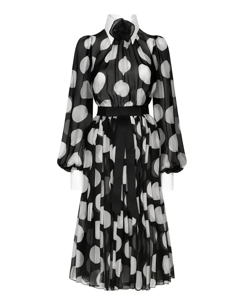 Dolce & Gabbana Midikleid mit Blumenmuster - Schwarz Schwarz