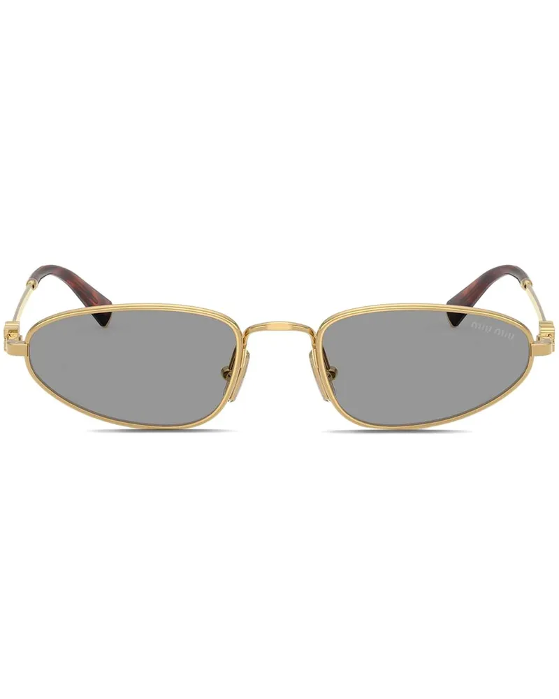 Miu Miu Sonnenbrille mit ovalem Gestell - Gold Gold