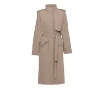 belted hooded coat - Nude
