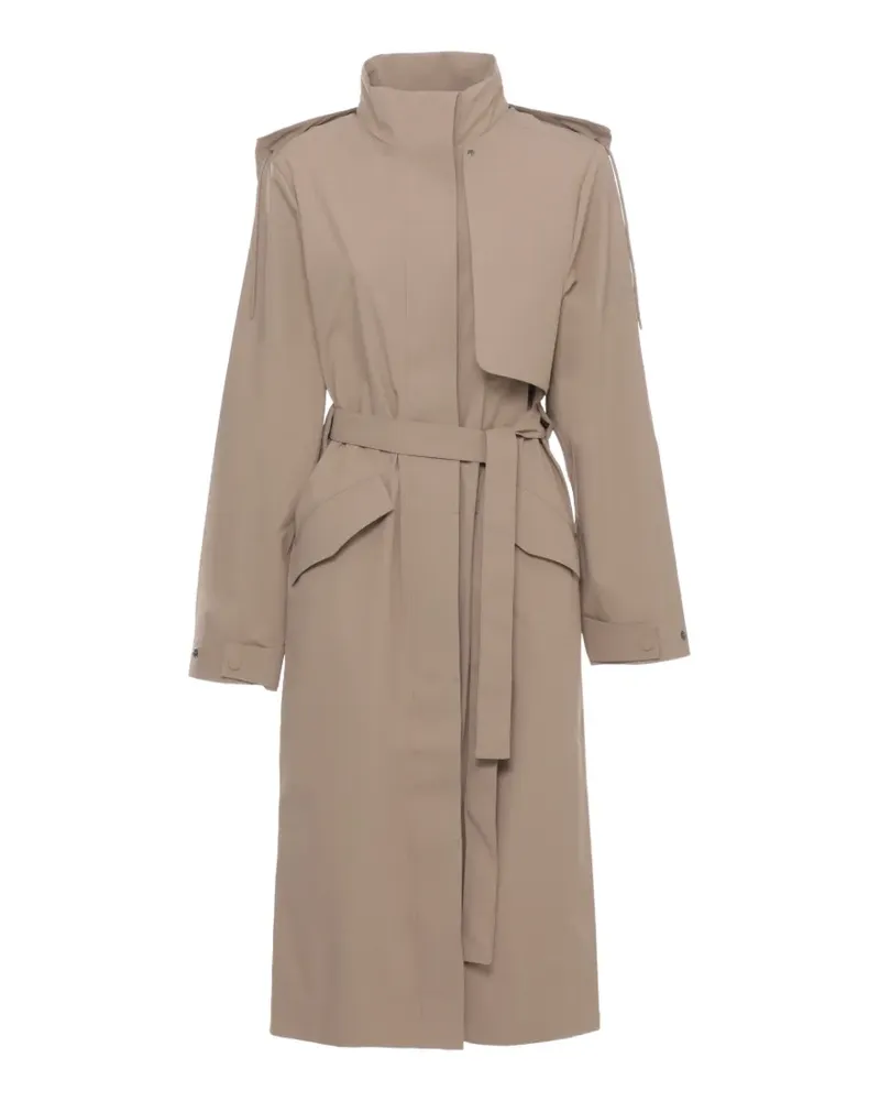 RAINS belted hooded coat - Nude Nude