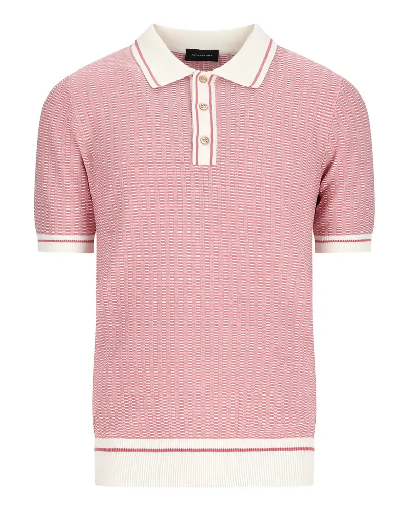 Tagliatore Strukturiertes Poloshirt mit Streifenbesatz - Rosa Rosa