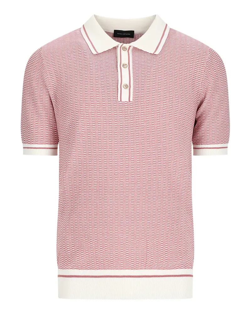 Tagliatore textured-knit striped-trim polo shirt - Rosa Rosa