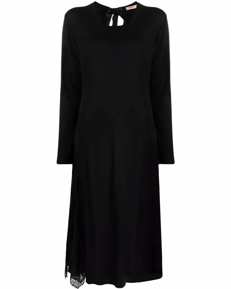Twin-Set Kleid mit Spitzeneinsätzen - Schwarz Schwarz