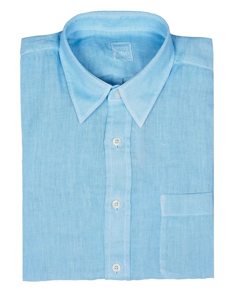 120% Lino Hemd aus Leinen - Blau Blau
