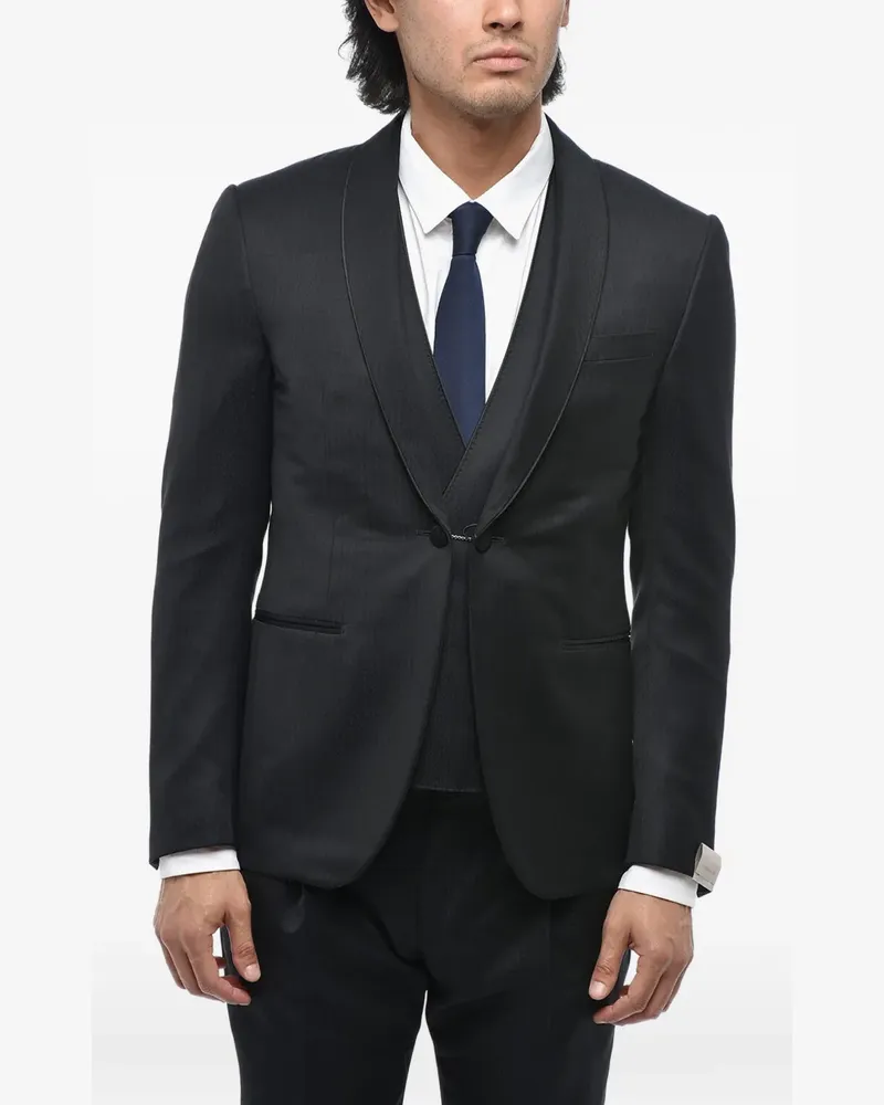 Corneliani shawl-lapel jacquard suit - Schwarz Schwarz