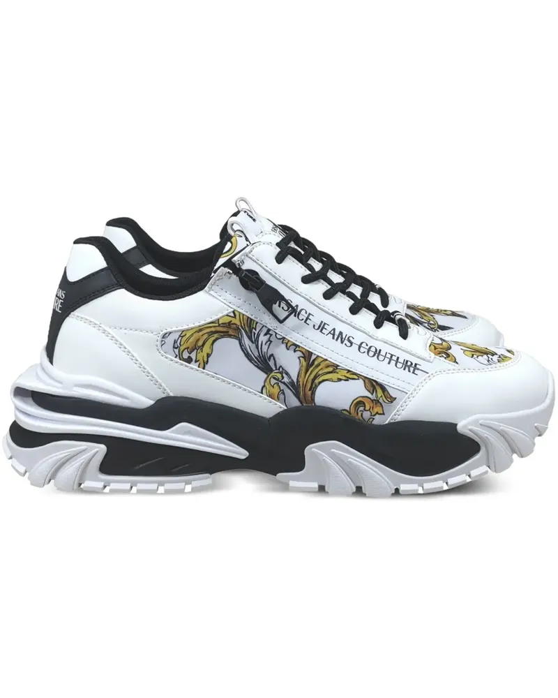 Versace Jeans Sneakers mit Barocco-Print Weiß