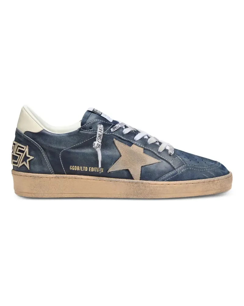 Golden Goose Ball Star LTD in dark blue leather with beige suede star sneakers - Blau Blau