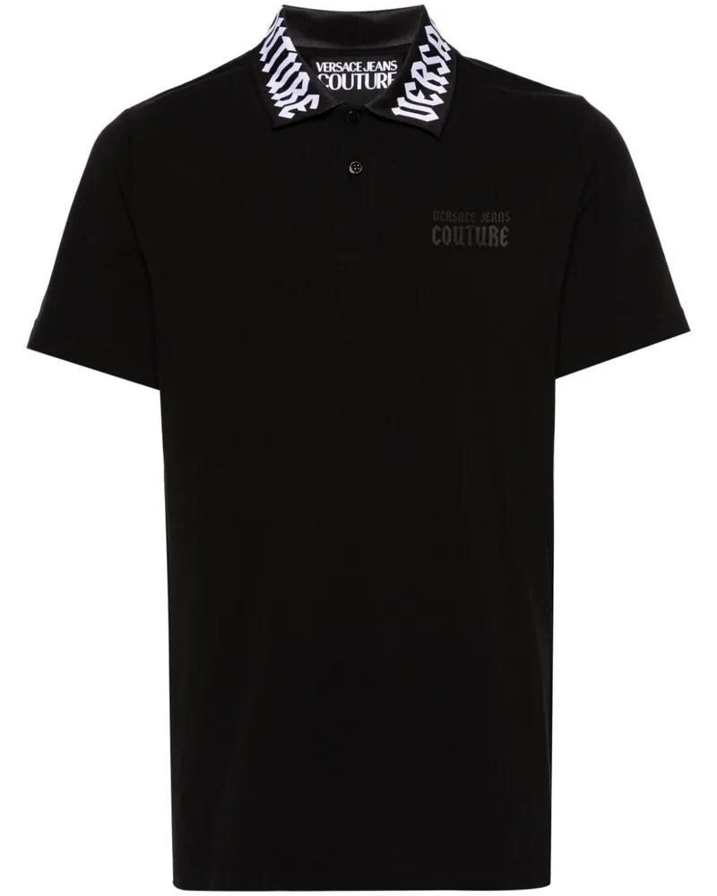 Versace Jeans Poloshirt mit Logo-Kragen - Schwarz Schwarz