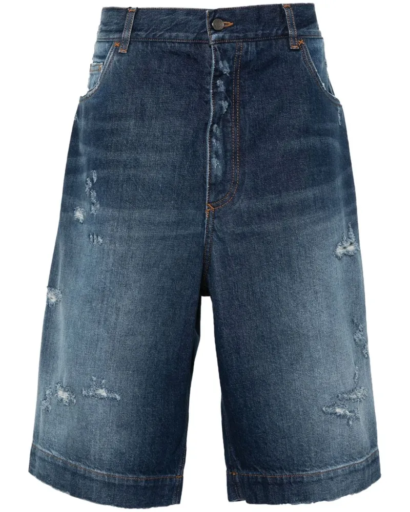 Dolce & Gabbana Jeans-Shorts mit Logo-Schild Blau